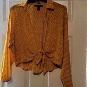 Forever 21 Mustard Polka Dot Blouse